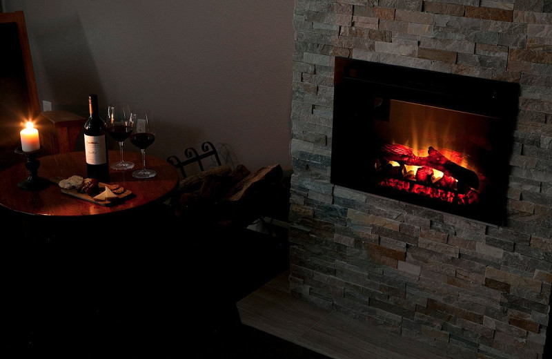 Guest fireplace at The Purple Orchid Resort 