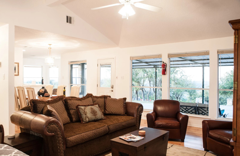 Ranch house living room at Hill Country Casitas.