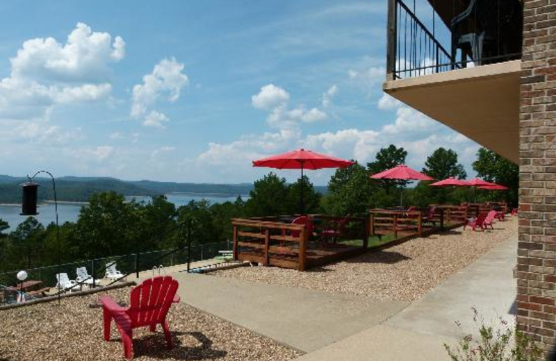 Outdoor patio at Pointe West Resort & Suites.