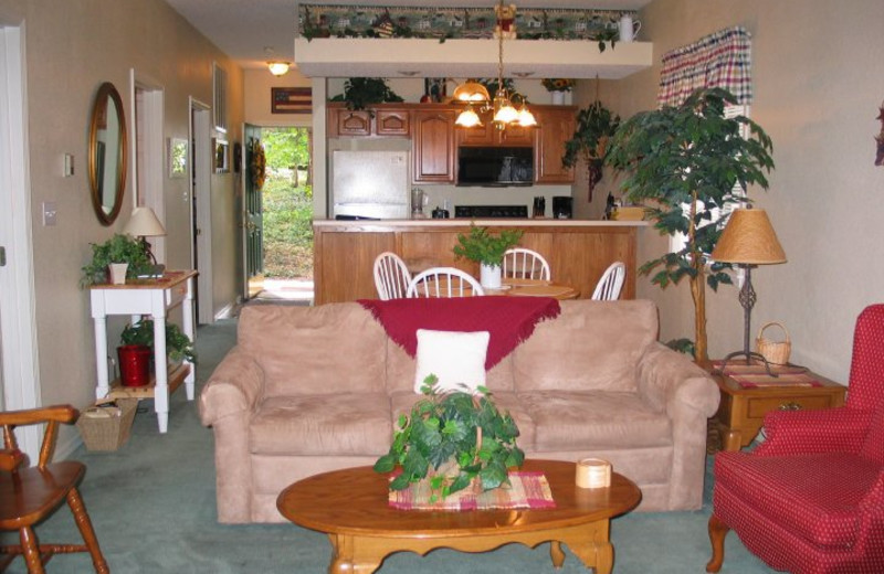 Condo living room at The Village At Indian Point.