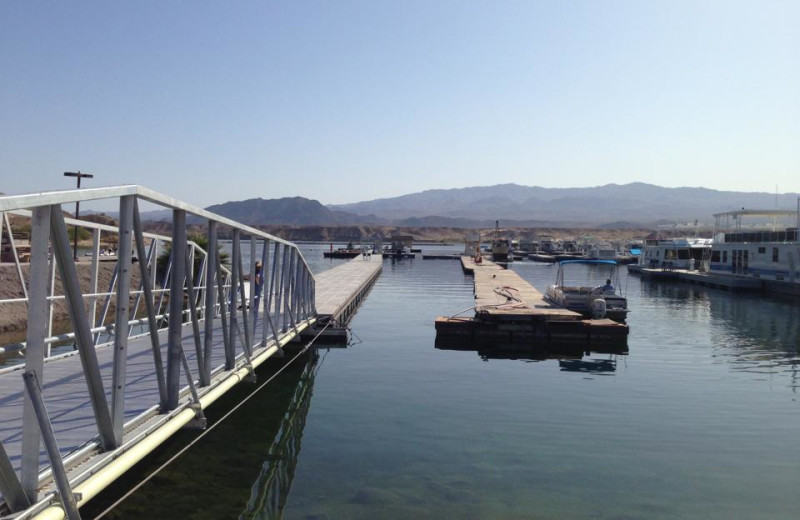 View of fueling docks at Cottonwood Cove Resort.