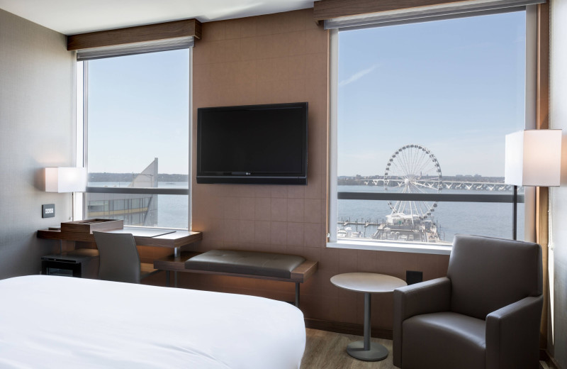 Guest room at AC Hotel by Marriott National Harbor Washington, DC Area.