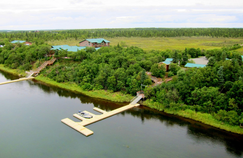 Aerial view of King Salmon Lodge.