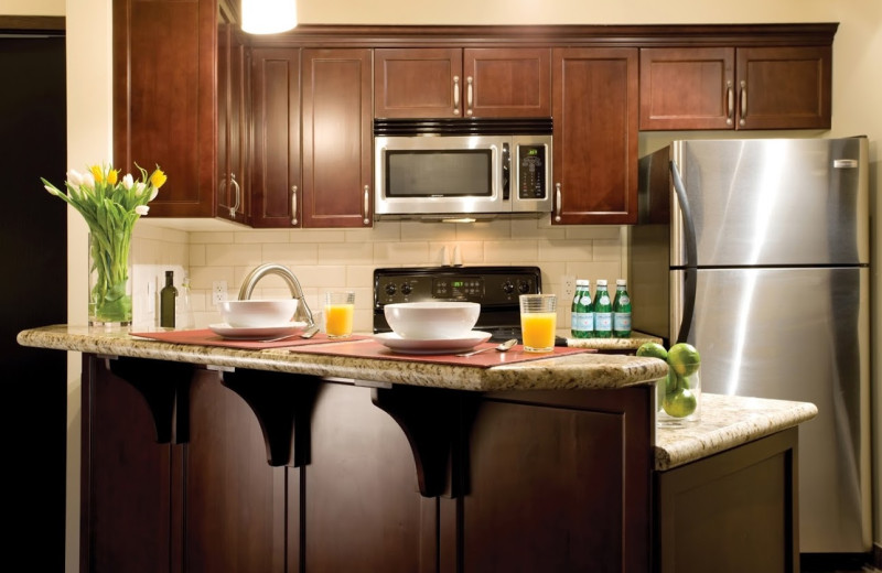 Guest kitchen at Grande Rockies Resort.