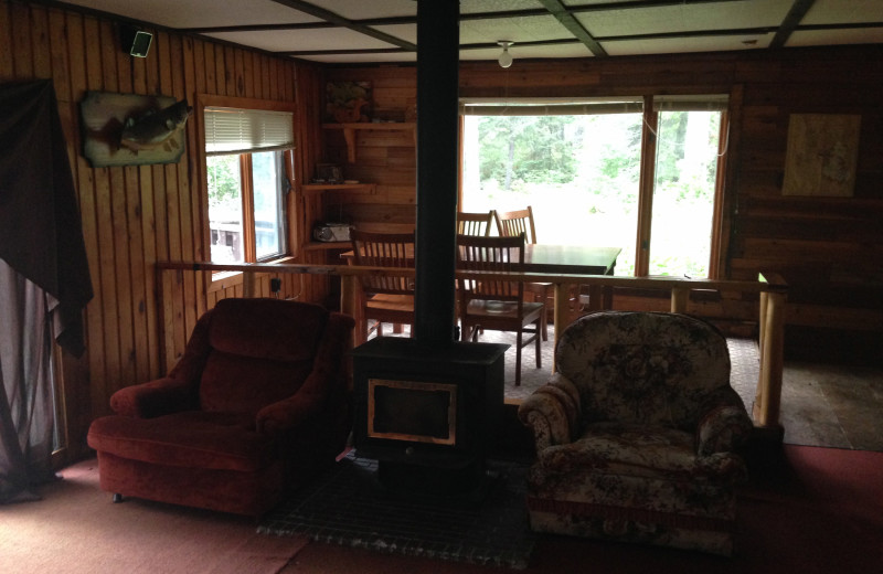 Cabin interior at Dogtooth Lake Resort.