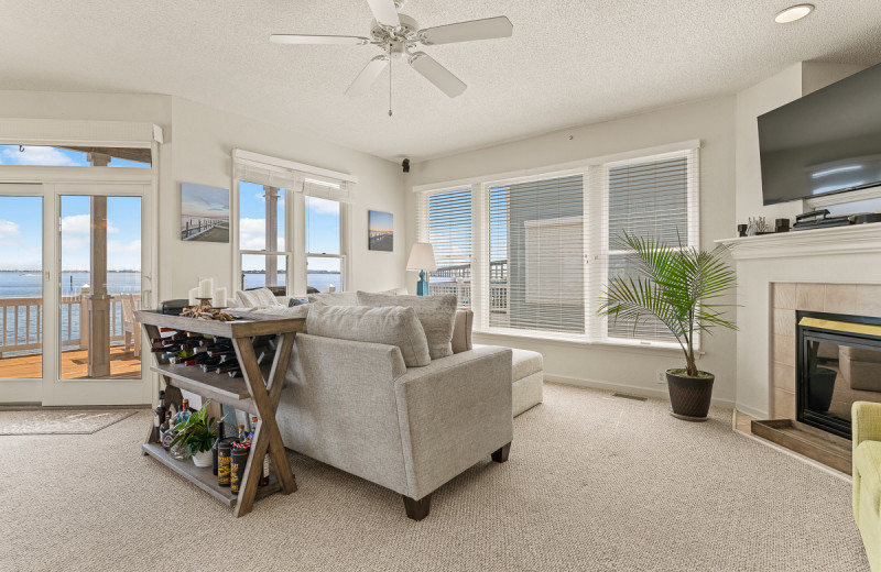 Rental living room at Pirate's Cove Realty.