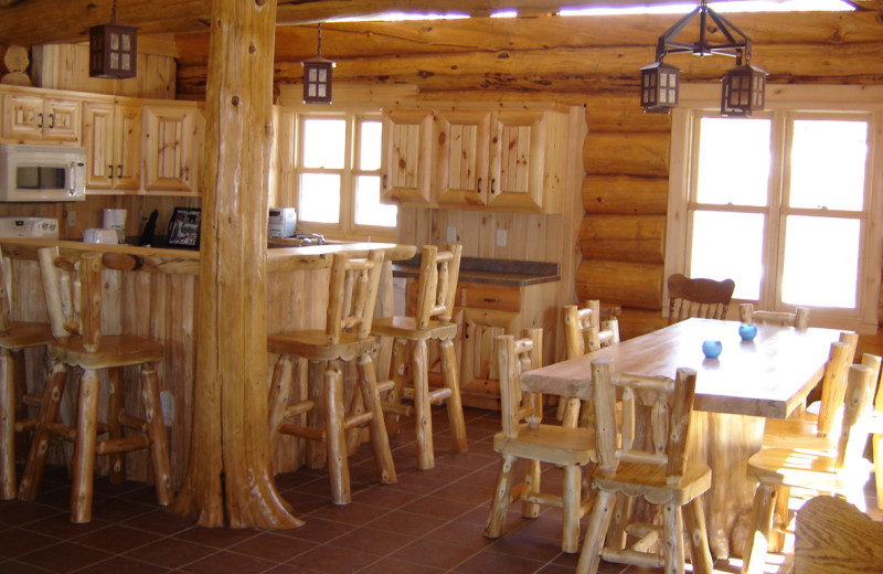 Cabin kitchen at Buckhorn on Caribou Lake.