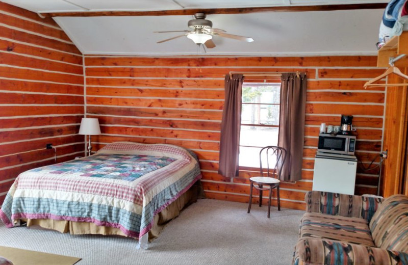 Cabin bedroom at Big Moose Resort.