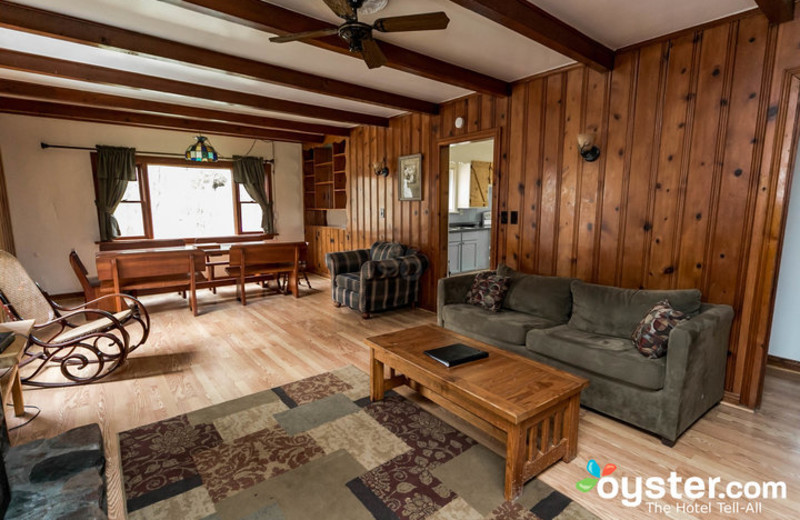 Cabin living room at Birchcliff Resort.