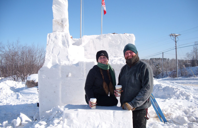 Snow sculpture at Grand Ely Lodge.