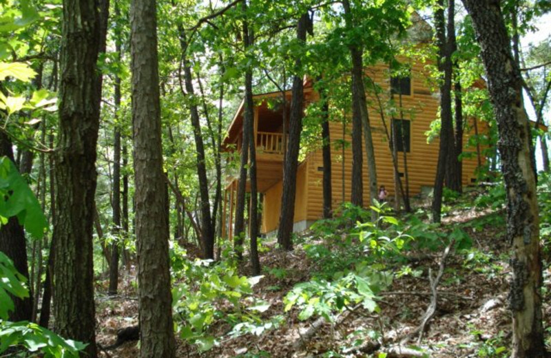 Cabin exterior at Pine Ridge Log Cabins.