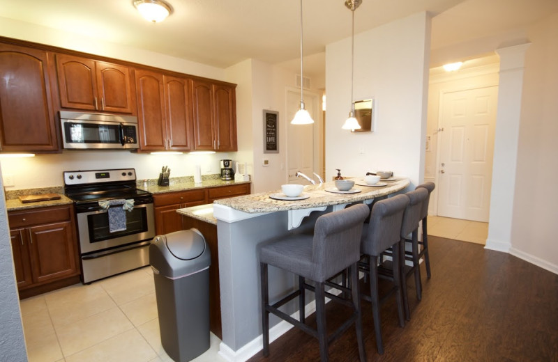 Rental kitchen at Orlando Luxury Escapes Vacation Rentals.