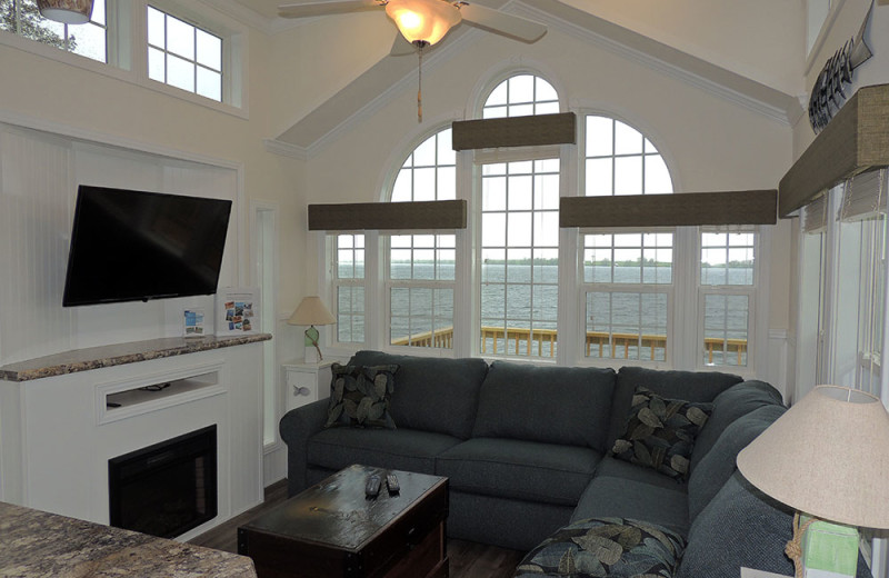 Cottage living room at Angel Rock Waterfront Cottages.