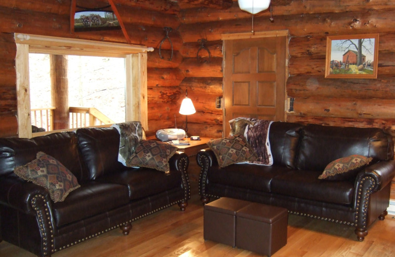 Cabin living room at Creeks Crossing Cabins.