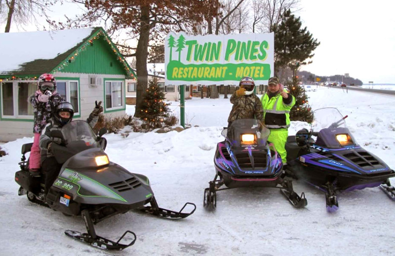Snowmobiling at Twin Pines Resort.
