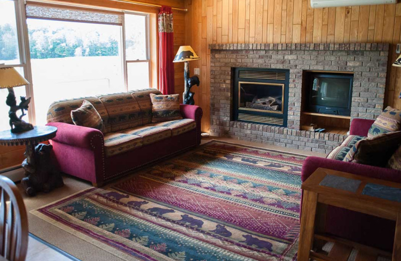 Cabin living room at Gull Lake Resort.