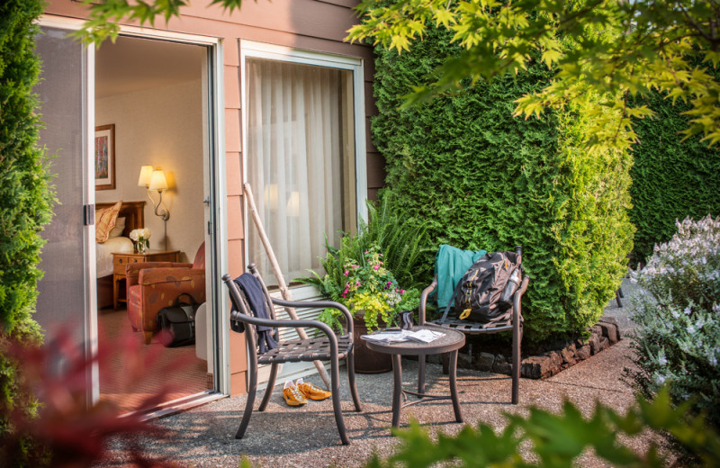 Private patio at Olympic Lodge.