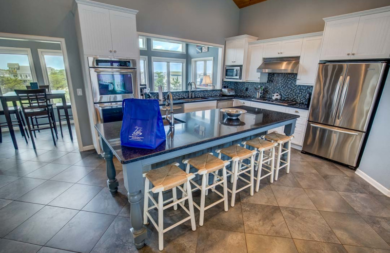 Rental kitchen at Outer Banks Blue Vacation Rentals.