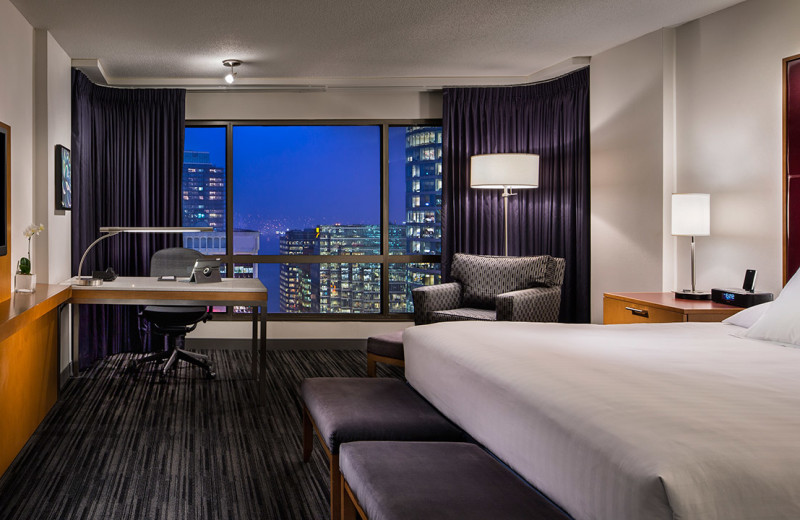 Guest room at Hyatt Regency Vancouver.