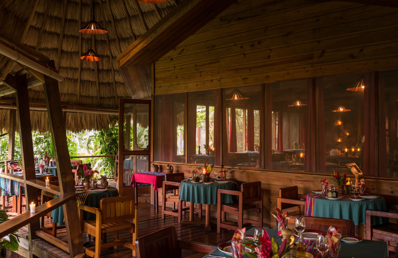 Dining at Blancaneaux Lodge.