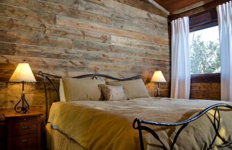 Cabin bedroom at Zion Mountain Ranch.