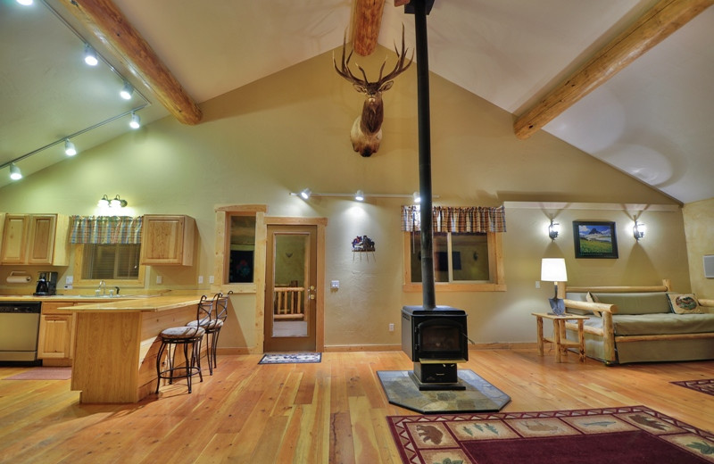 This is the living room in the Ridgetop Retreat, our largest luxury cabin located only 1/2 mile from Glacier National Park