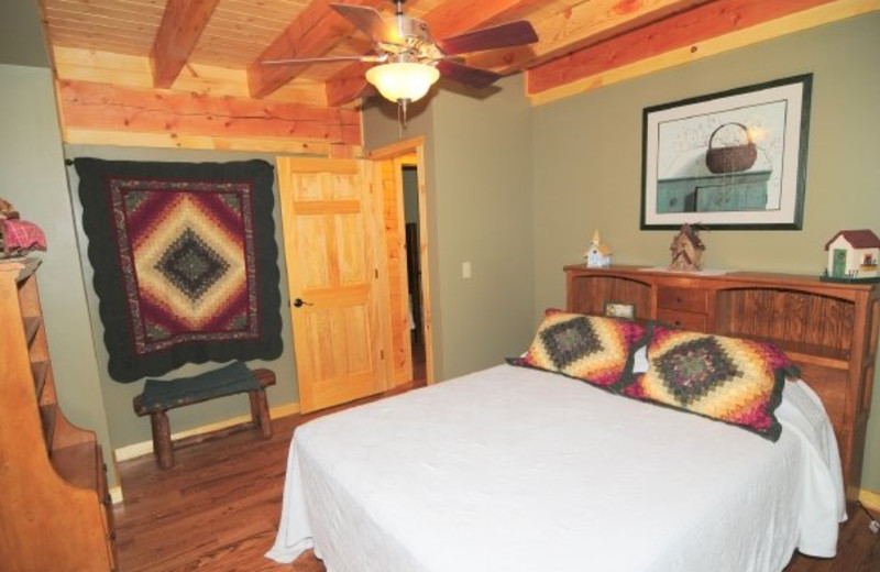 Cabin bedroom at Getaway Cabins.