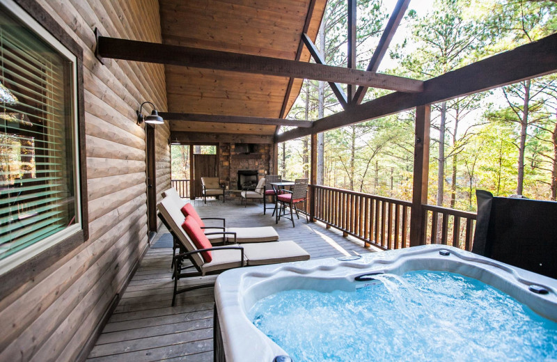Cabin deck at Blue Beaver Luxury Cabins.
