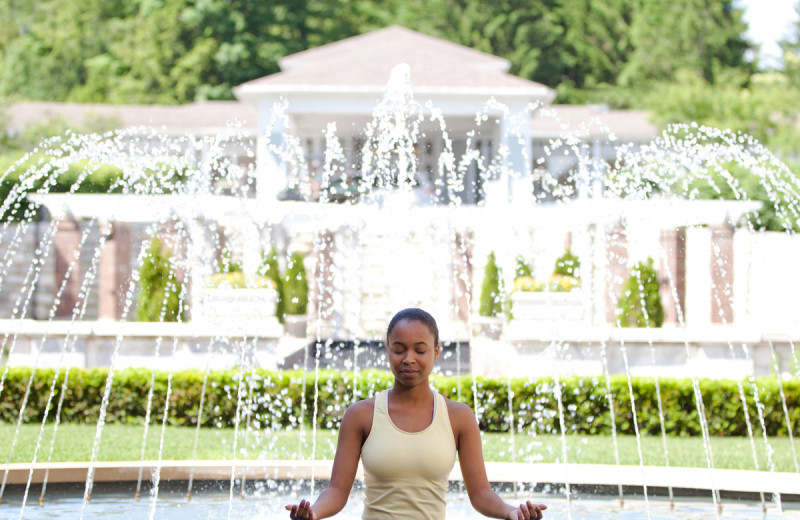 Meditation by the fountain at Canyon Ranch in Lenox.