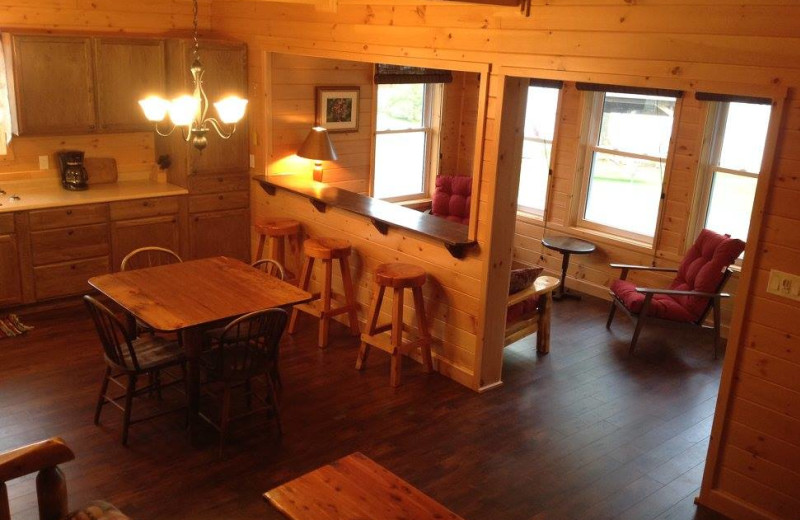 Cabin interior at Fernleigh Lodge.