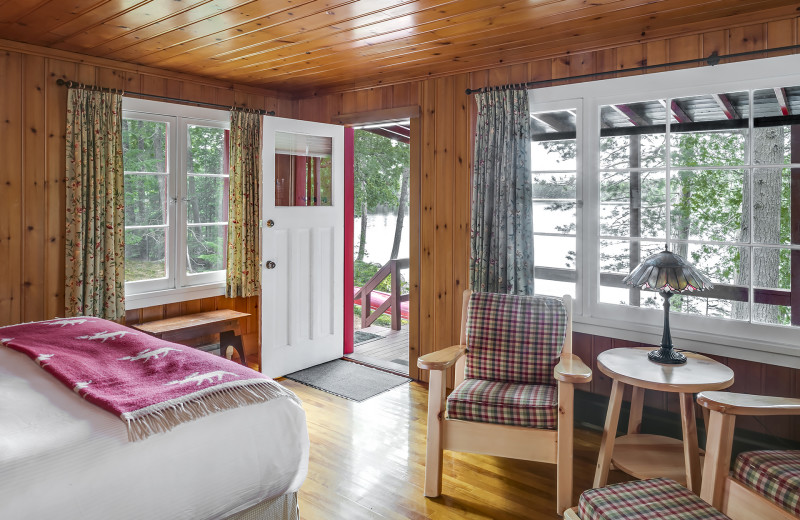 Guest room at Killarney Lodge in Algonquin Park.