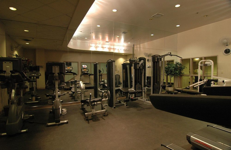 Fitness room at Delta Edmonton Centre Suite Hotel.