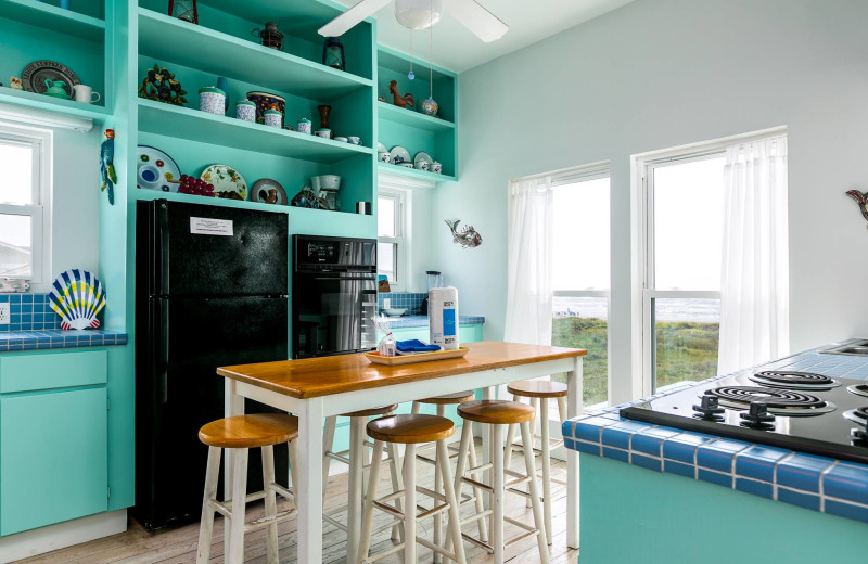 Rental kitchen at Gary Greene Vacation Rentals.