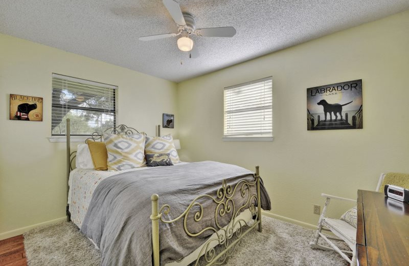 Rental bedroom at Shady Grove Vacation Home on Lake LBJ.