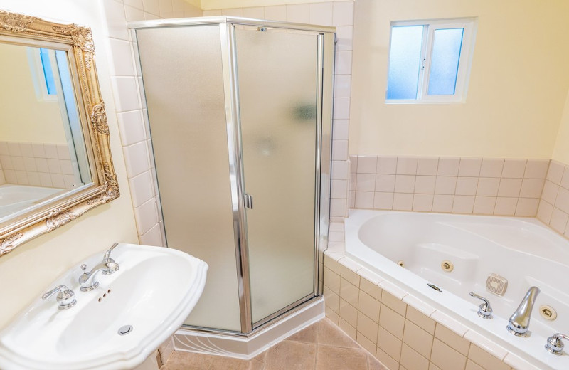 Guest bathroom at EuroSpa & Inn.