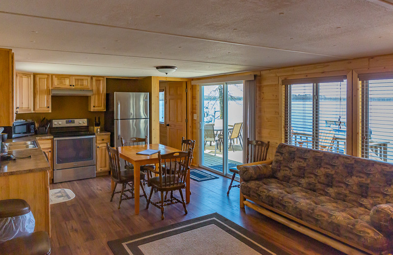 Cabin living room at Ten Mile Lake Resort.