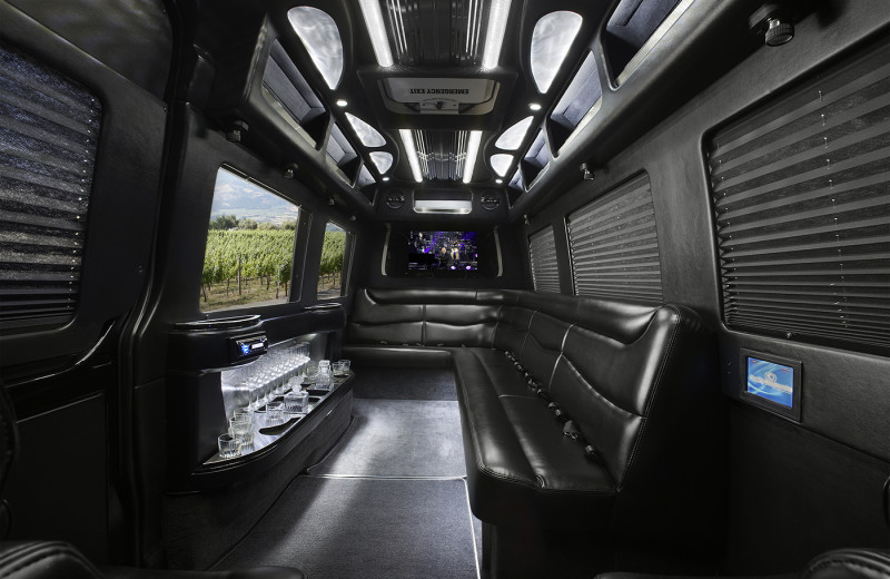 Tour limo interior at Cottage Grove Inn.