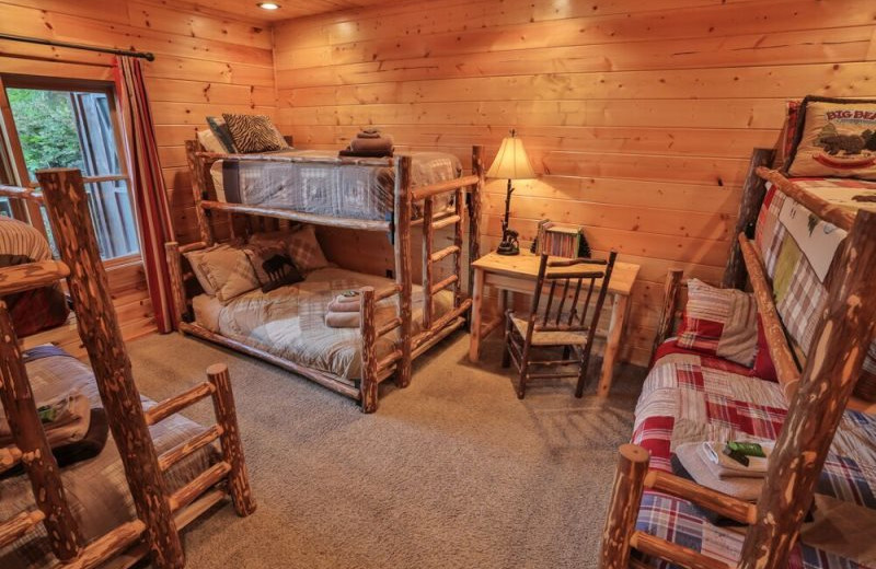 Rental bunk beds at Blue Sky Cabin Rentals.