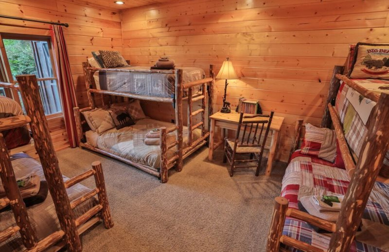 Rental bunk beds at Blue Sky Cabin Rentals.