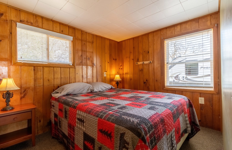 Cabin bedroom at Ten Mile Lake Resort.