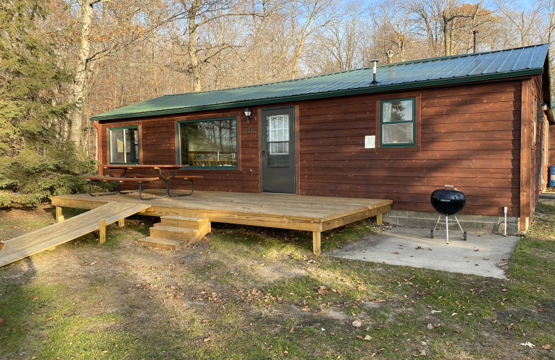 Cabin exterior at Sunset Bay Resort.