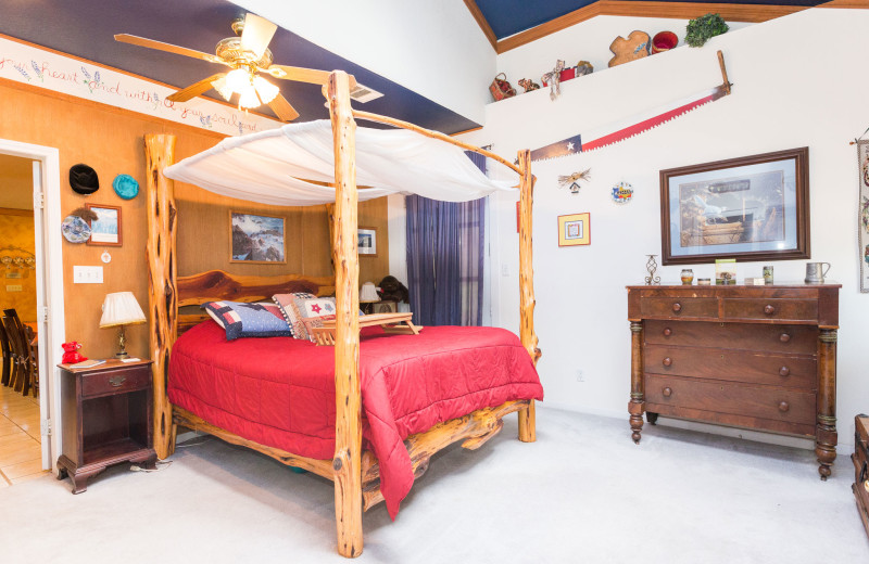 Cabin bedroom at Creekside Camp & Cabins.