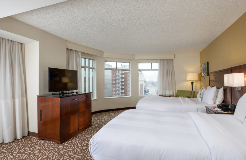 Guest room at Portland Marriott City Center.