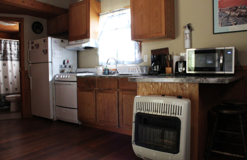 Cabin kitchen at Berry Creek Cabins.