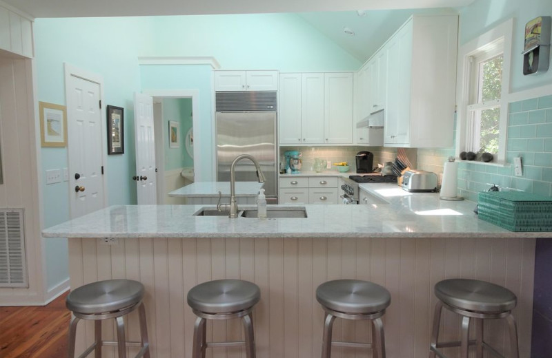 Rental kitchen at Mary Munroe Realty: Bald Head Vacations & Sales.