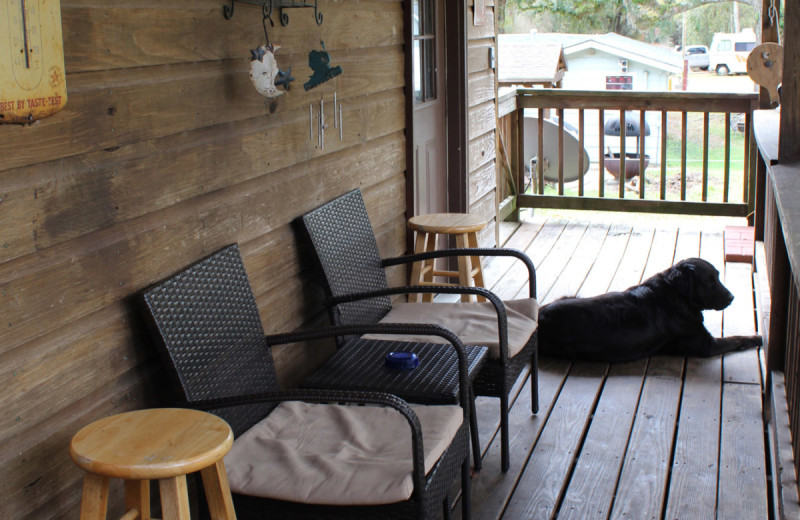 Cabin deck at Berry Creek Cabins.