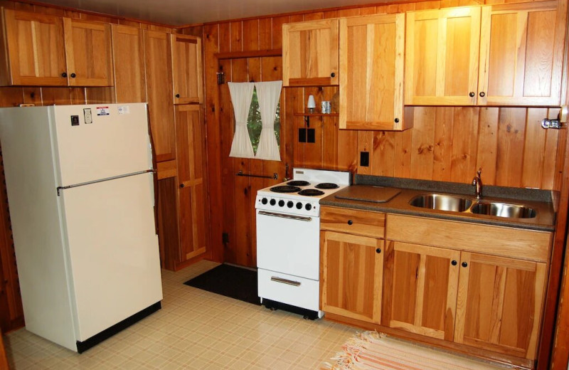 Cottage kitchen at Fisher's Lakeside Cottages.