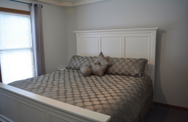 Cabin bedroom at Basswood Country Resort.