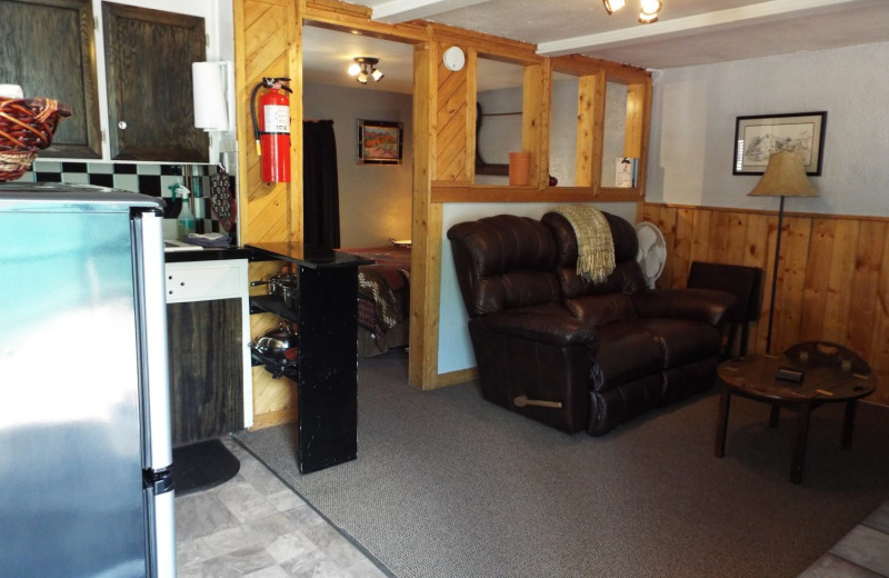 Cabin interior at Rustic River Cabins.