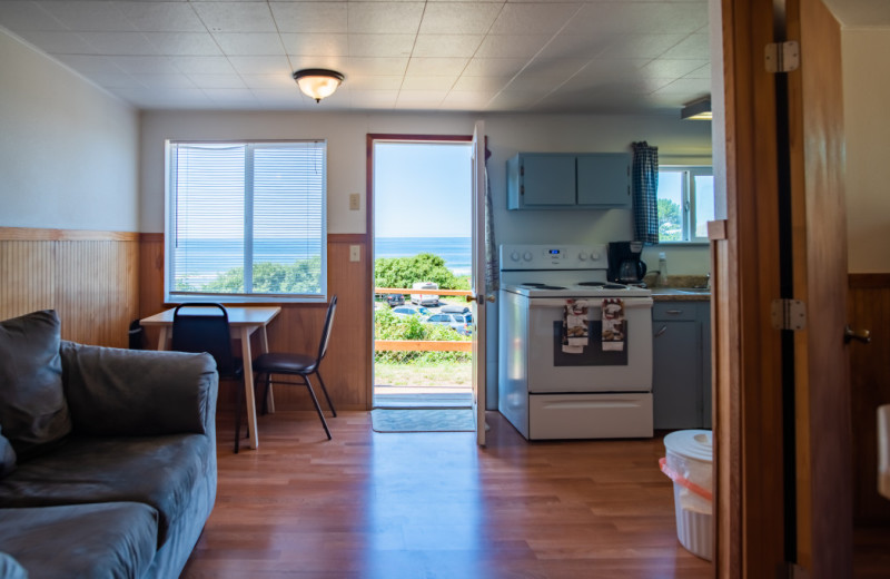 Cabin living room at Oceanside Ocean Front Cabins.